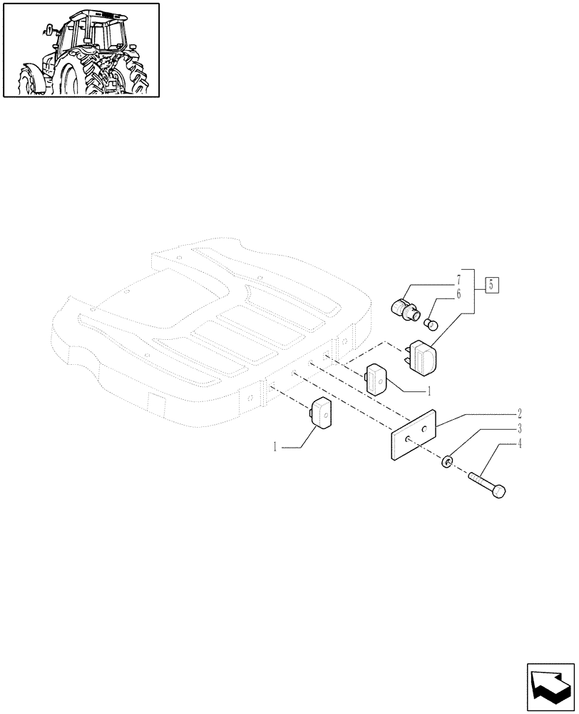 Схема запчастей Case IH MXU110 - (1.98.3/01) - (VAR.966) LICENSE PLATE LAMP & SUPPORT, MOUNTING ON CAB ROOF (10) - OPERATORS PLATFORM/CAB