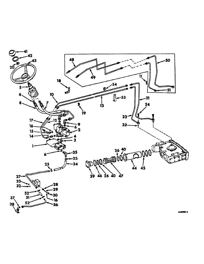 Схема запчастей Case IH 656 - (J-10) - STEERING MECHANISM, POWER STEERING, FARMALL TRACTORS WITH HYDROSTATIC DRIVE Steering Mechanism