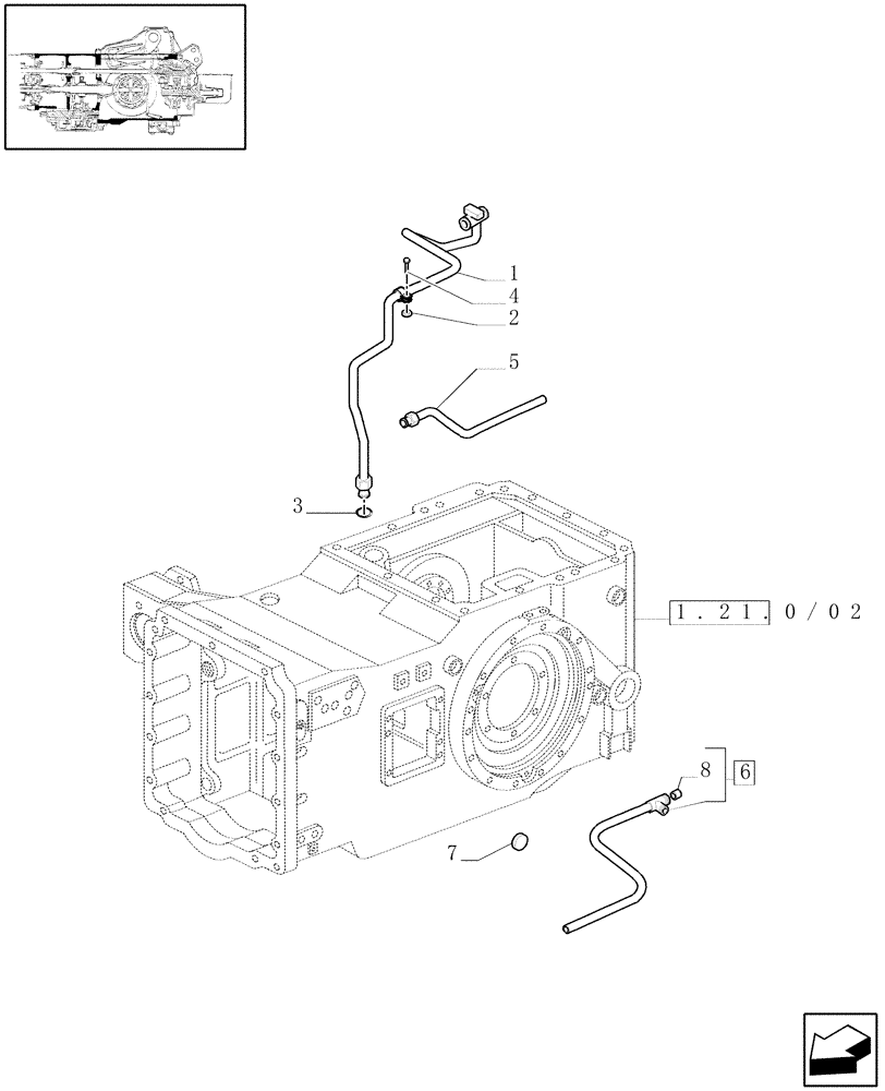 Схема запчастей Case IH MAXXUM 100 - (1.21.0/03) - TRANSMISSION 17X16 (40E / 50 KM/H) WITH AUTO CHANGE - REAR AXLE HOUSING - PIPES (VAR.330247-330291) (03) - TRANSMISSION