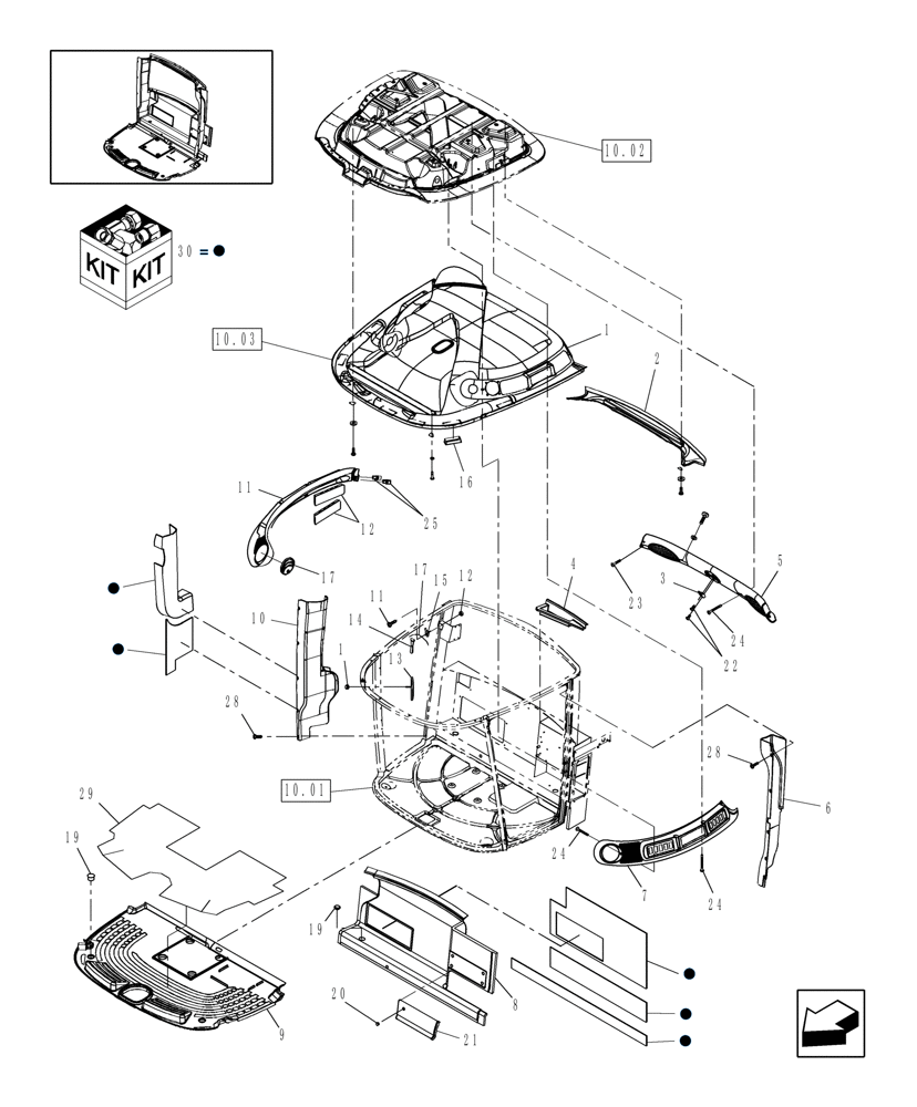 Схема запчастей Case IH WD1903 - (10.04) - CAB INTERIOR TRIM (10) - CAB