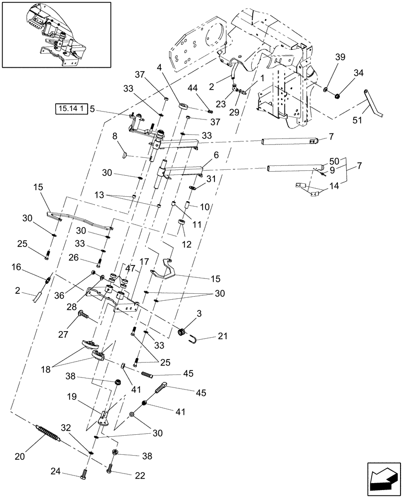 Схема запчастей Case IH RB454 - (15.10[1]) - TWINE ARM PIVOT, P.I.N. Y9N043084 & PRIOR (15) - KNOTTER /WRAPPER