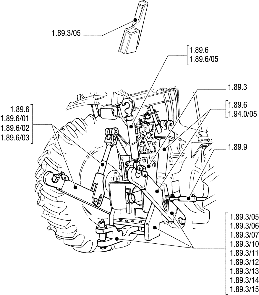 Схема запчастей Case IH JX90U - (1.89.2 SEC. 09) - LINKAGE (09) - IMPLEMENT LIFT