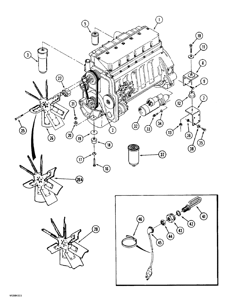 Схема запчастей Case IH 9350 - (2-16) - ENGINE MOUNTING (02) - ENGINE