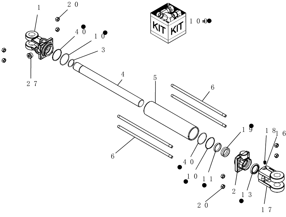 Схема запчастей Case IH 1200 - (A.10.A[74]) - HYDRAULIC CYLINDER - 86989787, ROW MARKER, 6 ROW RIGID TRAILING A - Distribution Systems