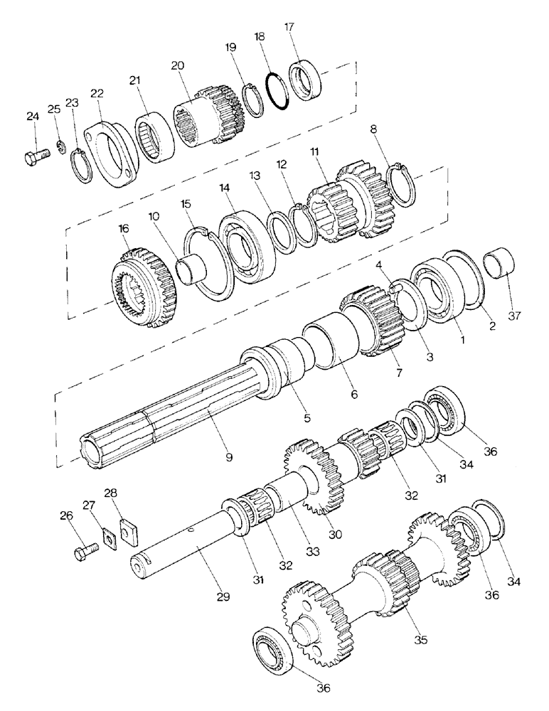 Схема запчастей Case IH 1290 - (D-02) - DRIVESHAFT AND IDLER SHAFTS (03) - POWER TRAIN