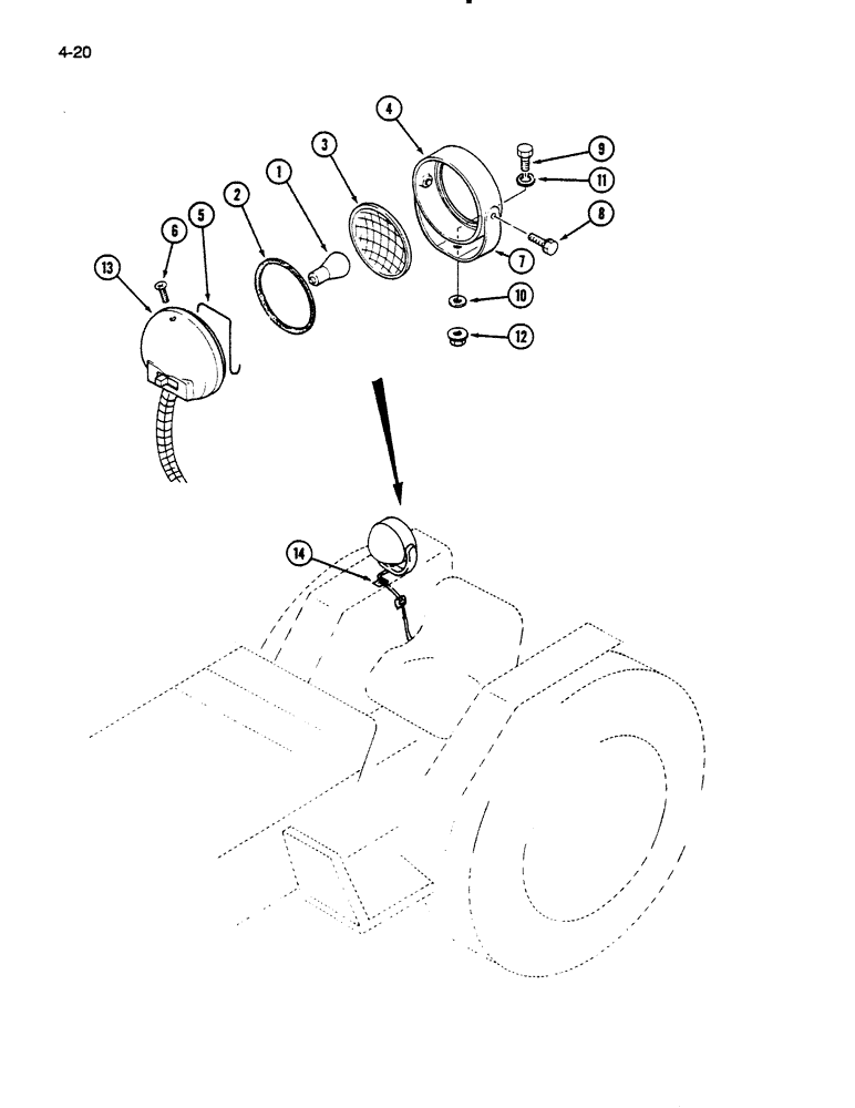 Схема запчастей Case IH 235 - (4-20) - REAR WORK LAMP (04) - ELECTRICAL SYSTEMS