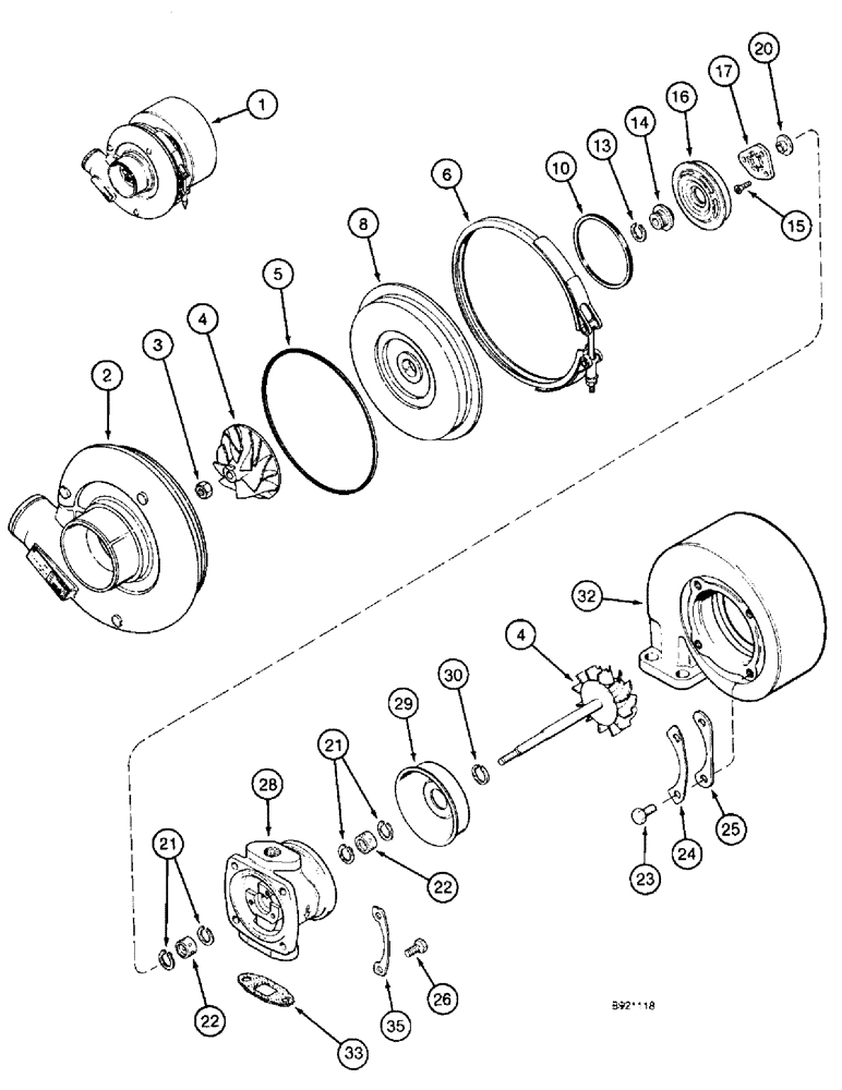 Схема запчастей Case IH 1800 - (2-22) - TURBOCHARGER ASSEMBLY, 6TA-590 ENGINE (01) - ENGINE