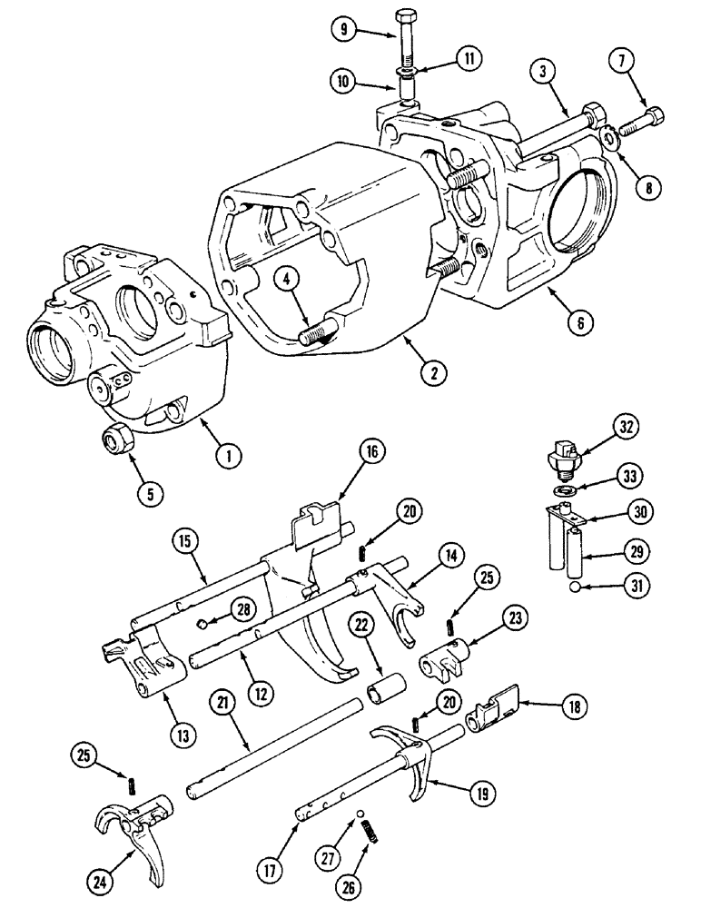 Схема запчастей Case IH 1594 - (6-160) - GEARBOX HOUSING AND SELECTORS, SYNCHROMESH (06) - POWER TRAIN