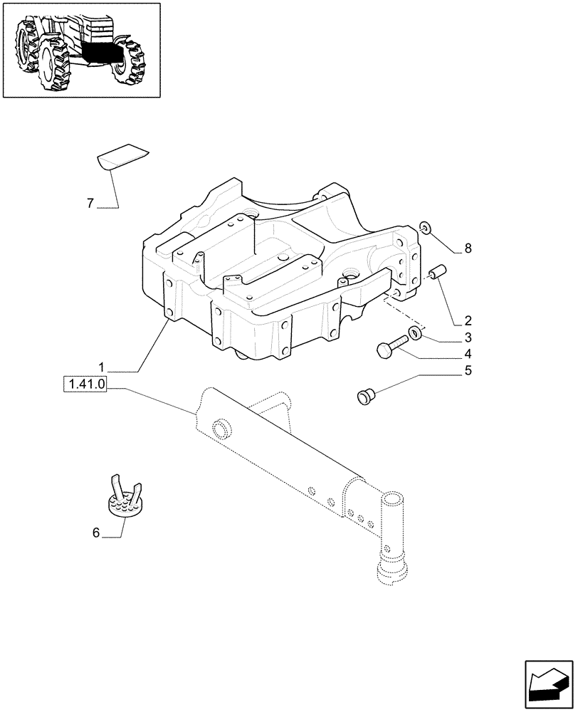 Схема запчастей Case IH JX1085C - (1.21.1) - 2WD SUPPORT (03) - TRANSMISSION