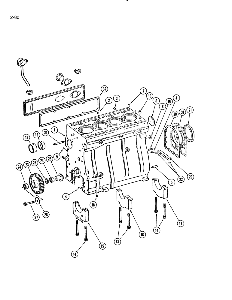 Схема запчастей Case IH 5000 - (2-80) - CRANKCASE ASSEMBLY, D-239 DIESEL ENGINE (02) - ENGINE