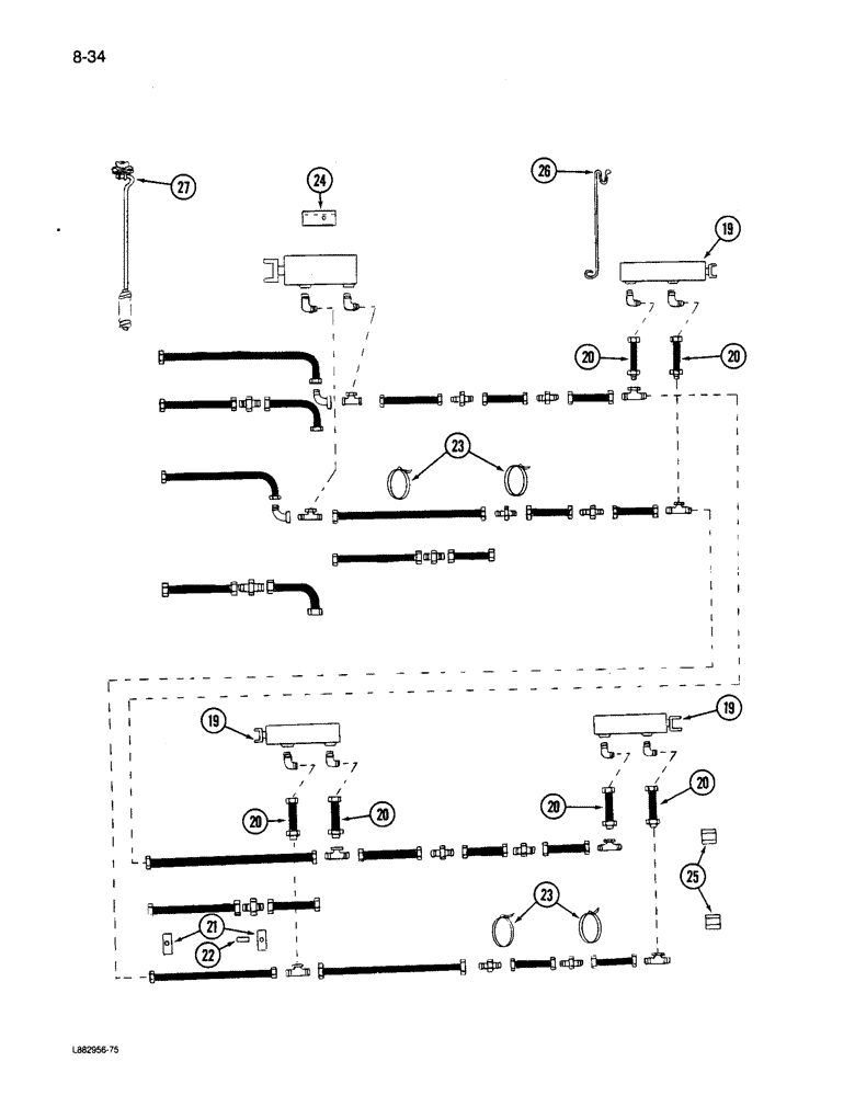 Схема запчастей Case IH 6200 - (8-34) - HYDRAULIC SYSTEM ENDWISE TRANSPORT, CONTD (08) - HYDRAULICS