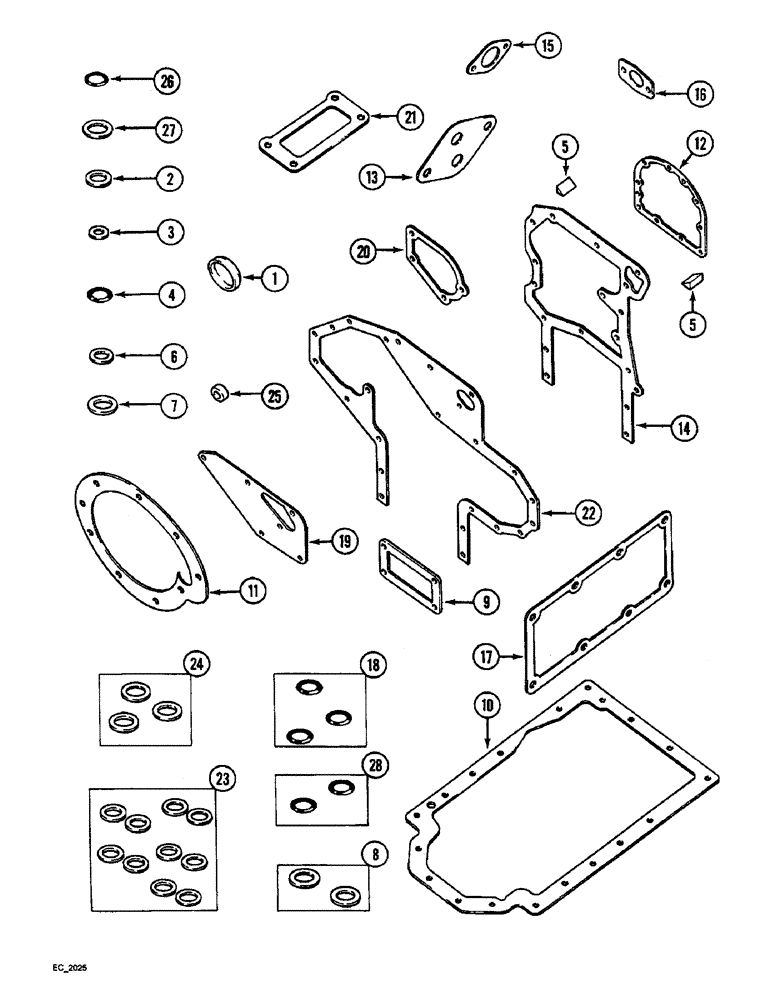 Схема запчастей Case IH 3220 - (2-082) - ENGINE SERVICE KIT, CRANKCASE GASKETS, (3220) (02) - ENGINE