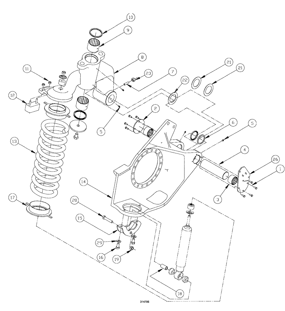 Схема запчастей Case IH SPX3200B - (071) - STRUT ASSEMBLY, LEFT (39) - FRAMES AND BALLASTING