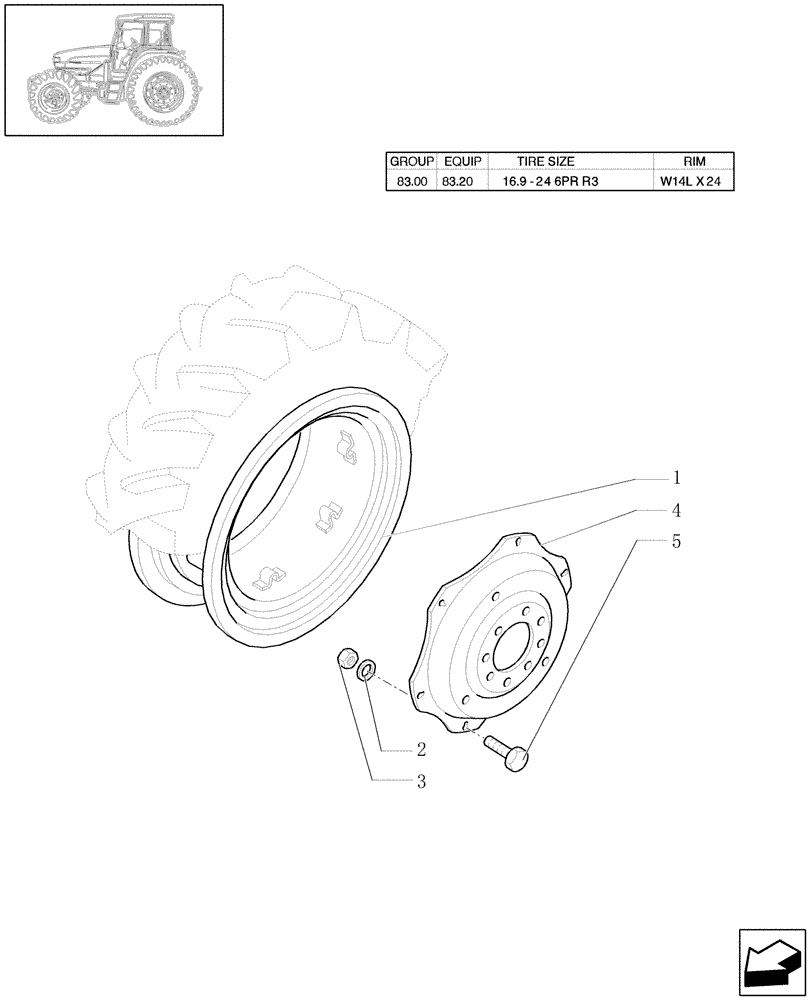 Схема запчастей Case IH JX1070U - (83.00[04]) - RIM (DRIVE WHEELS) (11) - WHEELS/TRACKS