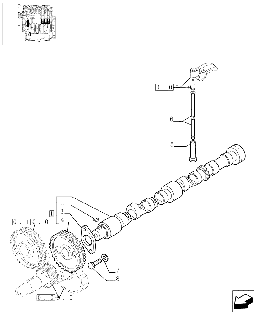 Схема запчастей Case IH JX1060C - (0.12.0) - CAMSHAFT AND RELATED PARTS (01) - ENGINE