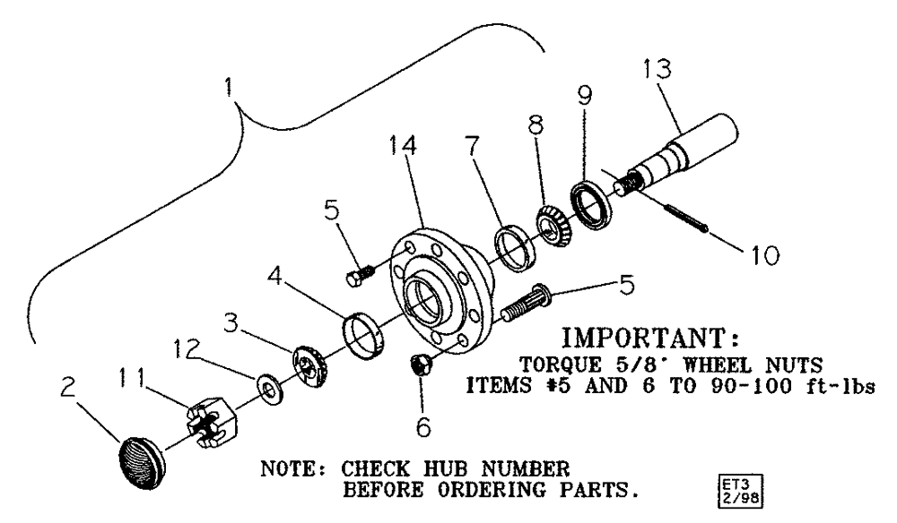 Схема запчастей Case IH 530B - (44.100.01) - HUB AND SPINDLE ASSEMBLIES (09) - CHASSIS/ATTACHMENTS