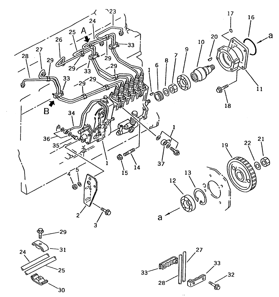 Схема запчастей Case IH 7700 - (C01[30]) - ENGINE FUEL INJECTION PUMP, KOMATSU SA6D108-1A1 Engine & Engine Attachments