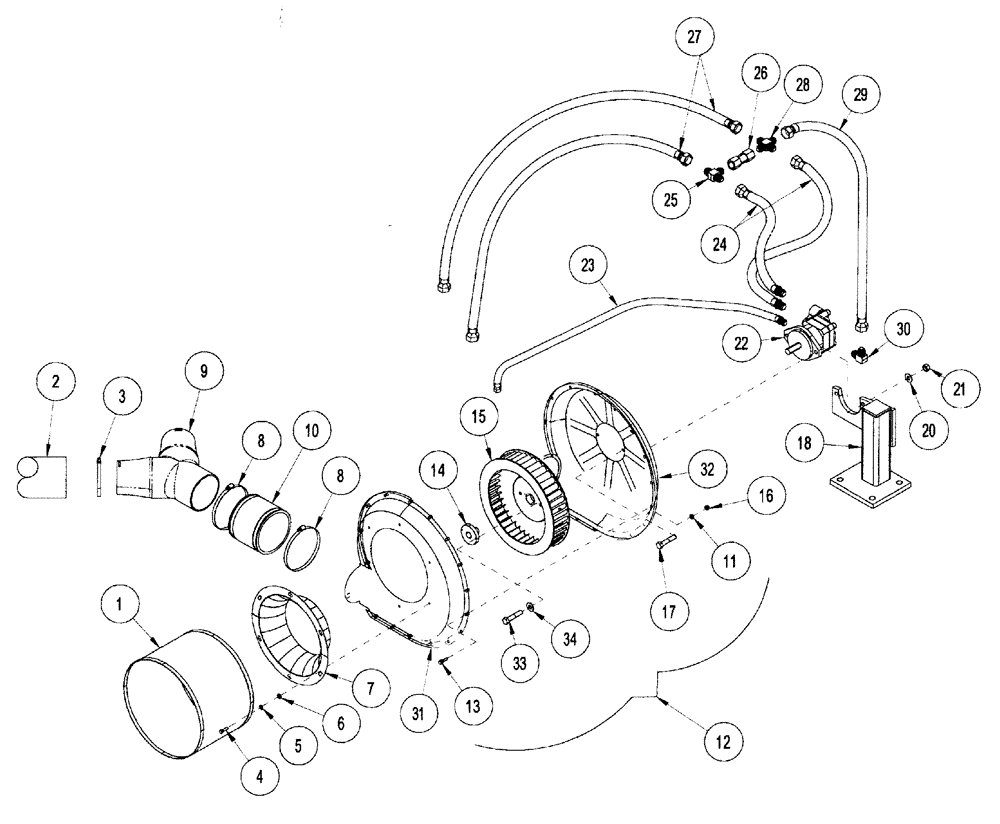 Схема запчастей Case IH CONCORD - (8-04) - HIGH FLOW AIR SUPPLY FAN 