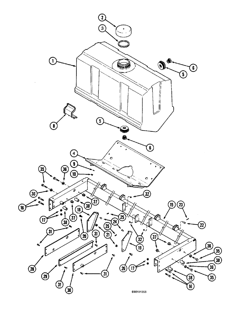 Схема запчастей Case IH 955 - (9F-034) - LIQUID FERTILIZER TANK AND MOUNTING, ALL RIGID PLANTERS (09) - CHASSIS/ATTACHMENTS