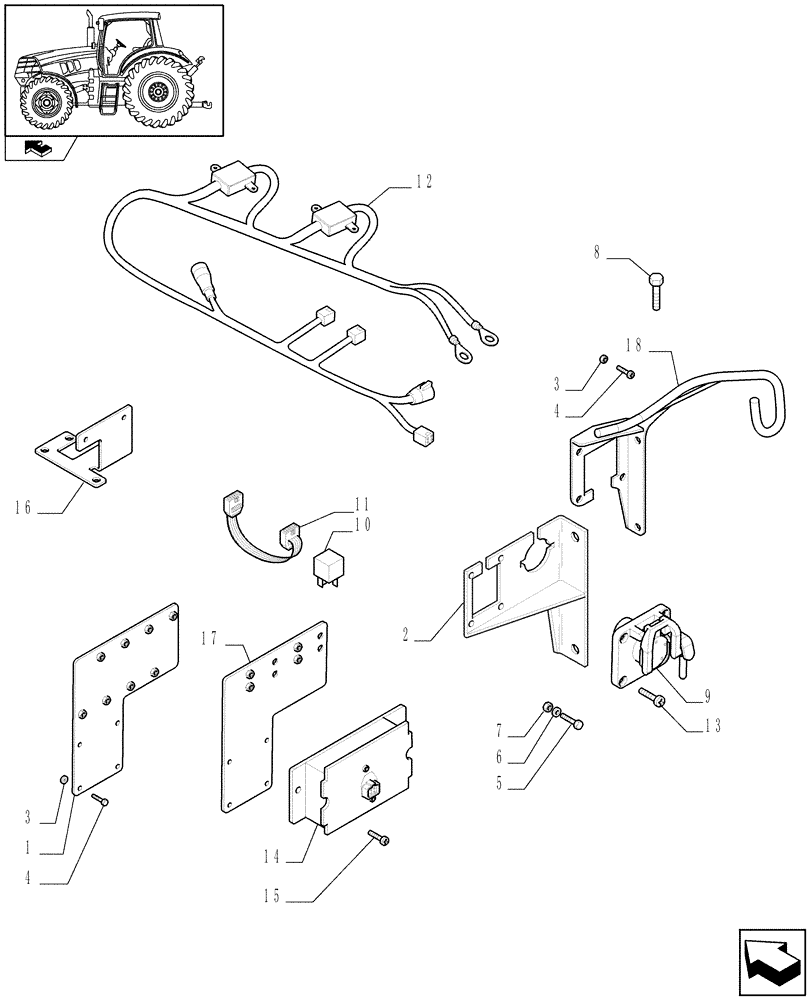 Схема запчастей Case IH MAXXUM 120 - (1.76.0/03[02]) - PREDISPOSITION FOR ISOBUS VIRTUAL TERMINAL - ISO BUS MOUNTING (VAR.330079-334761) (06) - ELECTRICAL SYSTEMS