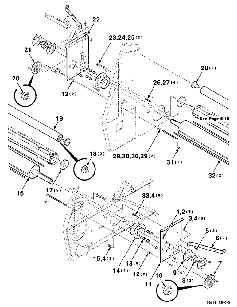 Схема запчастей Case IH 8465T - (6-14) - ROLLERS ASSEMBLY, LOWER (14) - BALE CHAMBER