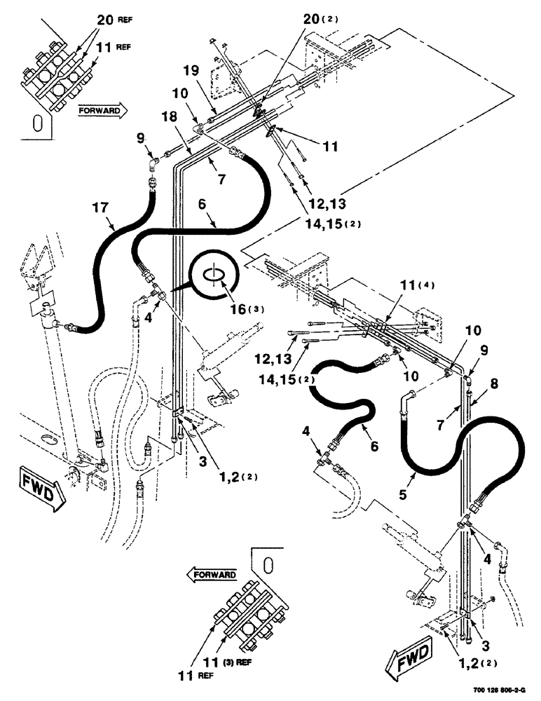 Схема запчастей Case IH 8455 - (8-24) - HYDRAULIC ASSEMBLY (CROSS LINES) (07) - HYDRAULICS