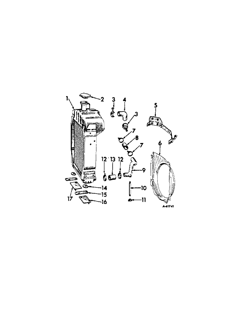 Схема запчастей Case IH 340 - (051) - COOLING SYSTEM, RADIATOR, FARMALL AND INTERNATIONAL 340 DIESEL COOLING SYSTEM