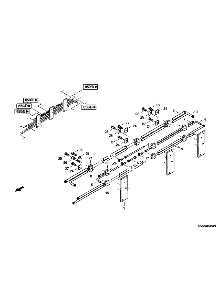 Схема запчастей Case IH 8790 - (182) - WORKING HYDRAULICS, CABLE SET (35) - HYDRAULIC SYSTEMS