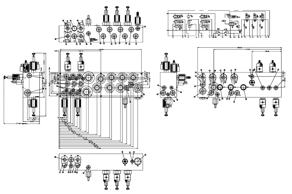 Схема запчастей Case IH 438 - (07-013) - VALVE BLOCK, DOUBLE BIN W/AUGER Hydraulic Components