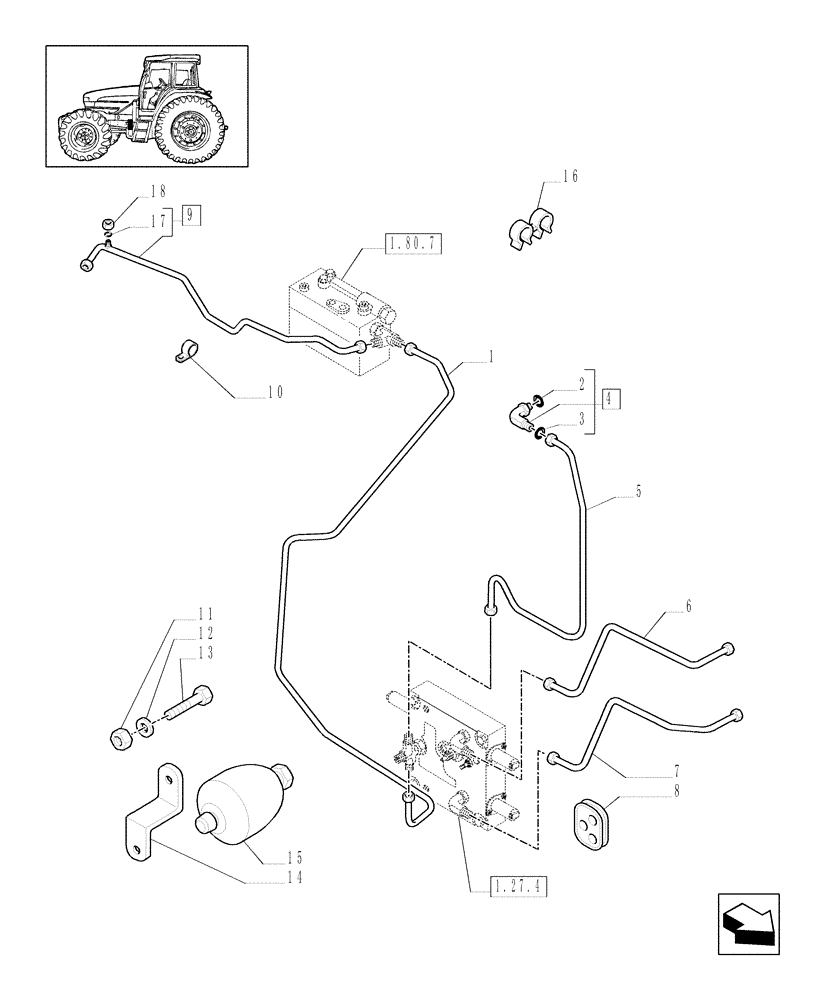 Схема запчастей Case IH MXU135 - (1.29.6[02]) - GEARBOX CONTROL PIPES (03) - TRANSMISSION