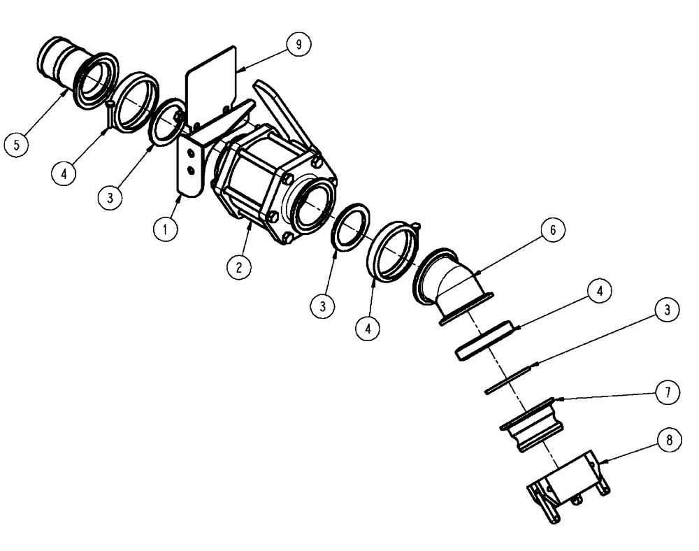 Схема запчастей Case IH SPX4410 - (09-054) - FILL, 3” PLUMBING ASSEMBLY Liquid Plumbing