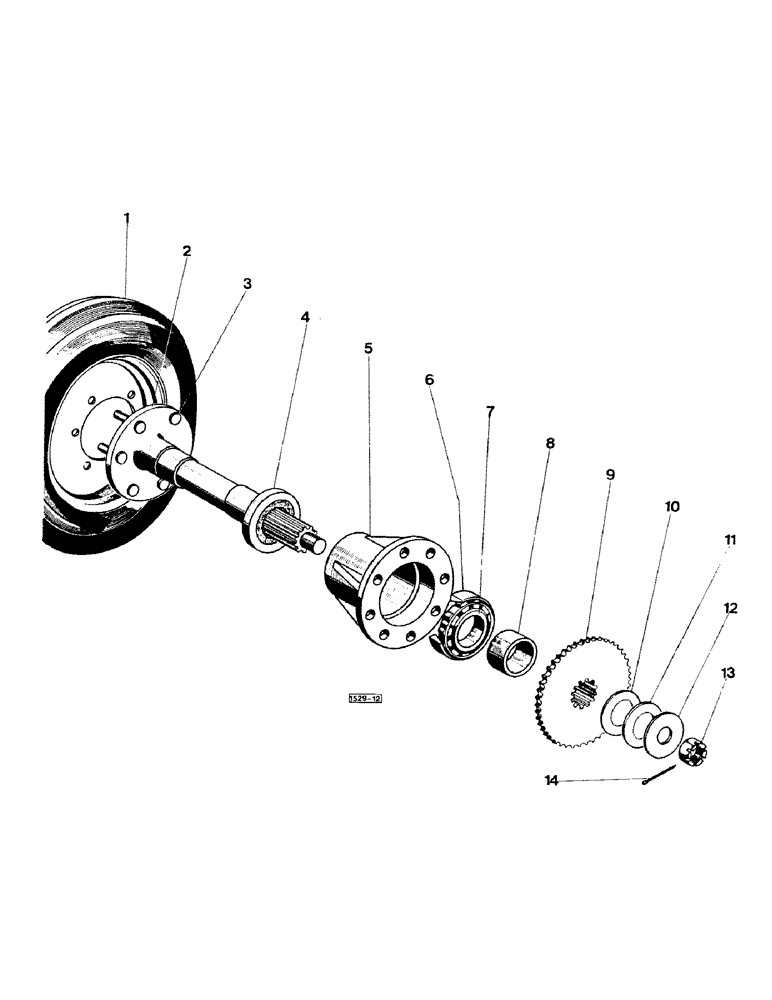 Схема запчастей Case IH 1529 - (008) - HUB AND SPINDLE, UP TO NO. 3755990 