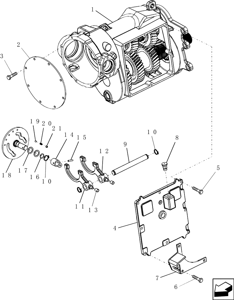 Схема запчастей Case IH 9010 - (66.260.17[02]) - SHIFTING COMPONENTS, ROTOR GEARBOX - 9010 (66) - THRESHING