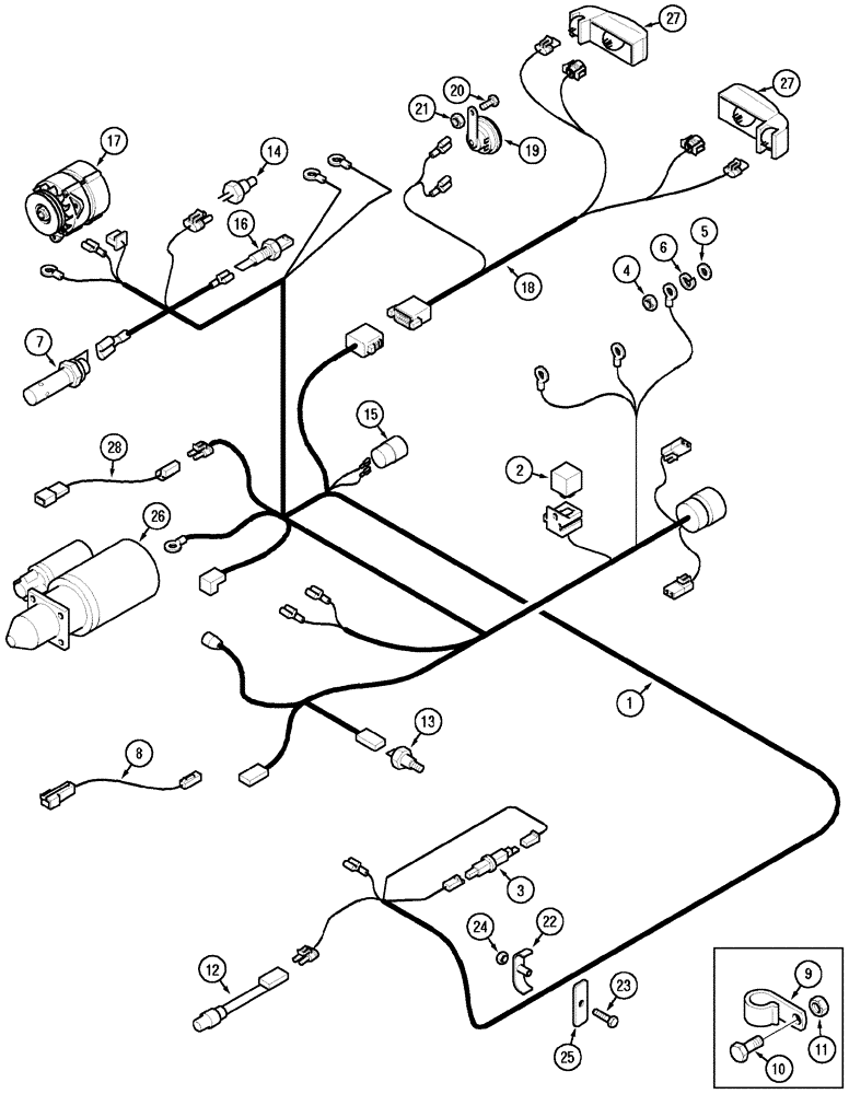 Схема запчастей Case IH CX100 - (04-02) - HARNESS - ENGINE (SLOPING HOOD) (04) - ELECTRICAL SYSTEMS