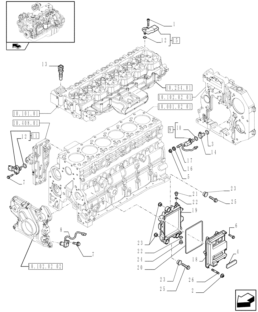 Схема запчастей Case IH F4HE9684J J100 - (55.440.01) - ELECTRONIC INJECTION (2857080) 