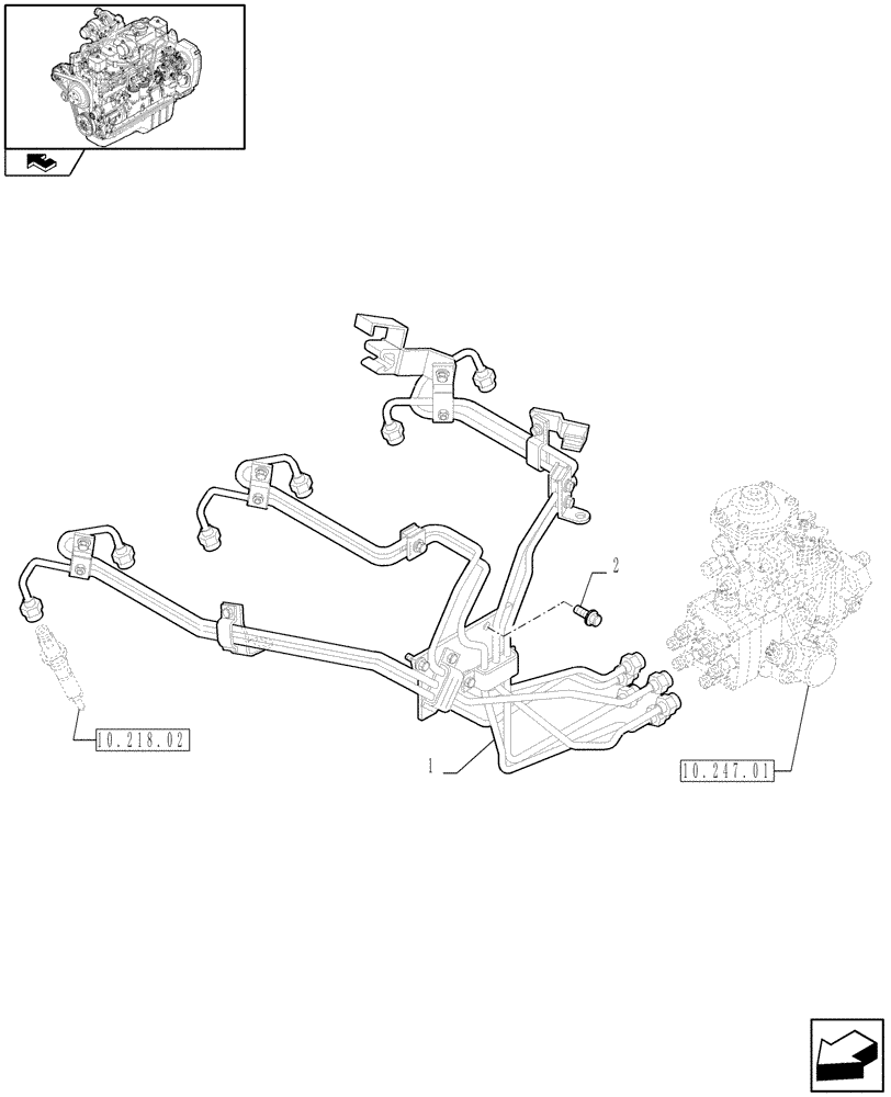 Схема запчастей Case IH F4GE9684R J603 - (10.218.03) - INJECTION EQUIPMENT - PIPING (2852688) 