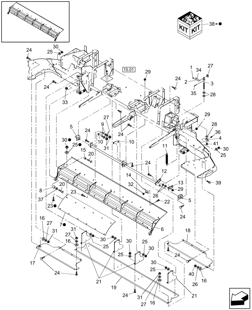 Схема запчастей Case IH DC162F - (15.02) - ROTOR HOOD (15) - CROP CONDITIONING