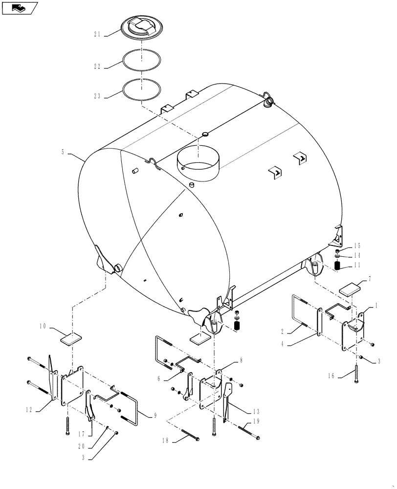 Схема запчастей Case IH 4430 - (65.901.01[01]) - PRODUCT TANK MOUNTING, BSN YCT033001 (65) - TANKS (NOT FUEL TANKS)