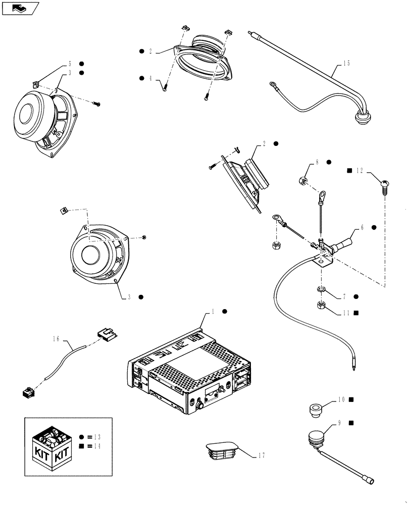 Схема запчастей Case IH MAGNUM 180 - (55.512.04) - RADIOS, SPEAKERS & ANTENNAS (55) - ELECTRICAL SYSTEMS