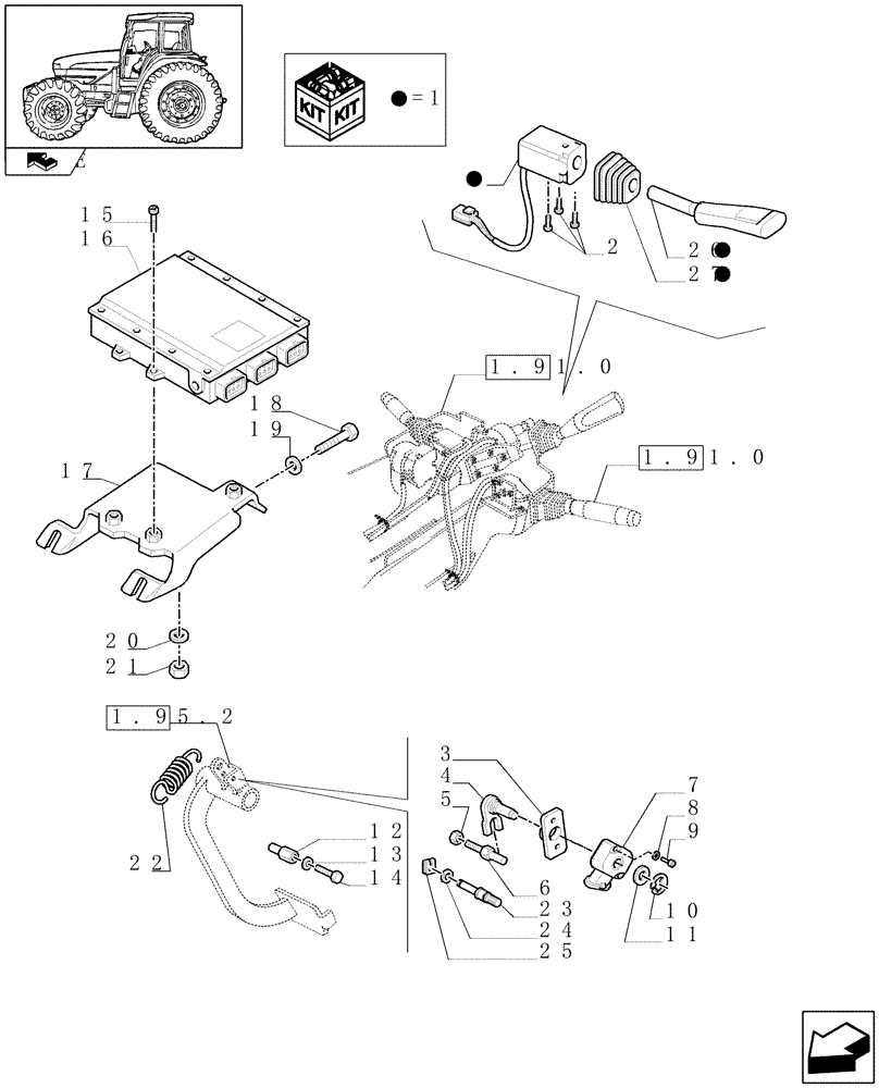 Схема запчастей Case IH FARMALL 95U - (1.91.1/02[01]) - POWER SHUTTLE TRANSMISSION - ELECTRIC SYSTEM - C6499 (VAR.330114-332114-333114-330279-332279-333279-330299-332299) (10) - OPERATORS PLATFORM/CAB