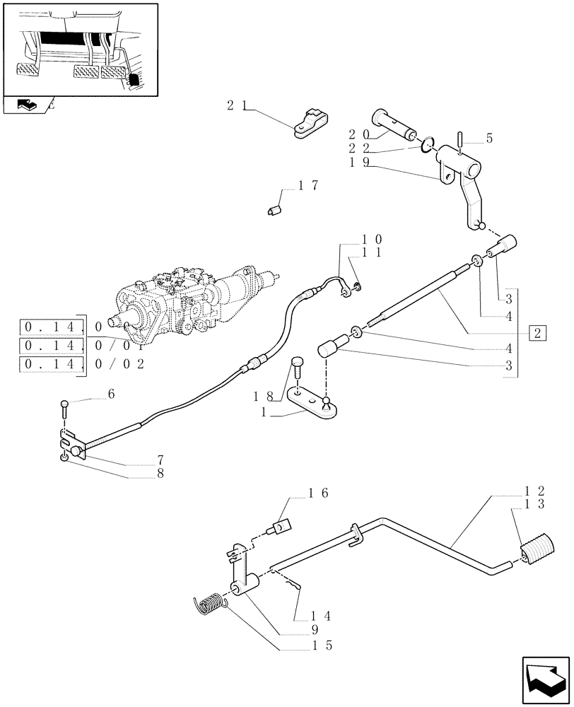 Схема запчастей Case IH FARMALL 60 - (1.92.10[02]) - THROTTLE CONTROL LINKAGE (10) - OPERATORS PLATFORM/CAB