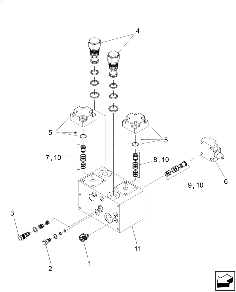 Схема запчастей Case IH A8800 - (35.310.AF[09]) - HYDRAULIC VALVE (CHOPPER) (35) - HYDRAULIC SYSTEMS