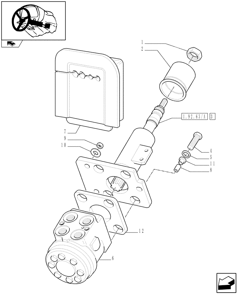 Схема запчастей Case IH FARMALL 105N - (1.92.63/01[02]) - STEERING COLUMN (10) - OPERATORS PLATFORM/CAB