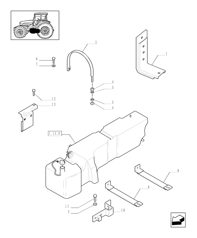 Схема запчастей Case IH MXM130 - (1.14.7[01]) - FUEL TANK SUPPORT (02) - ENGINE EQUIPMENT