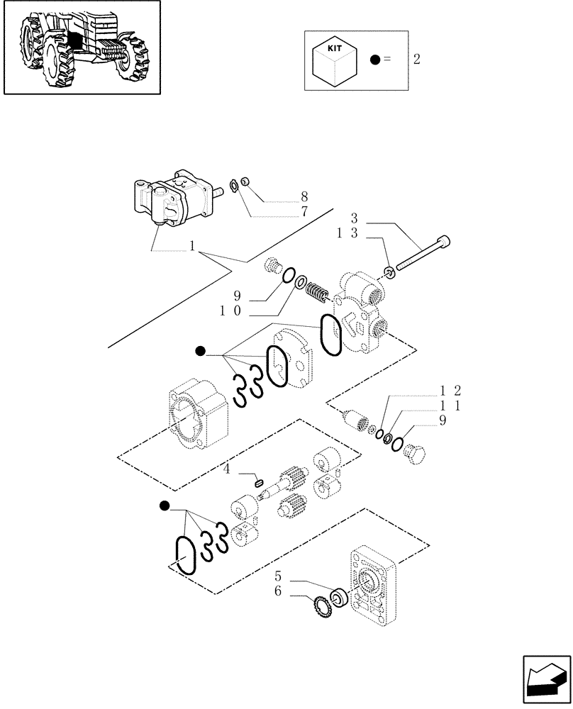 Схема запчастей Case IH MXM140 - (1.32.8/01B) - PUMP BREAKDOWN FOR HYDRAULIC SYSTEM AND LIFT - C5531 (03) - TRANSMISSION