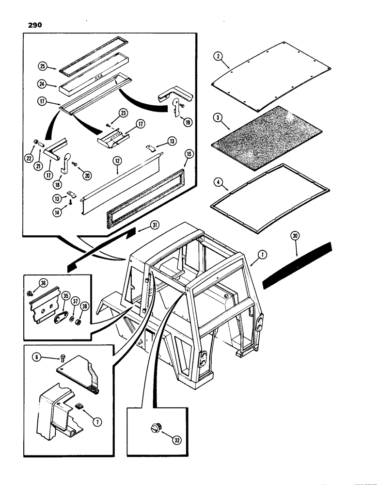 Схема запчастей Case IH 770 - (290) - CAB, UPPER SHEET METAL, BETTENDORF (09) - CHASSIS/ATTACHMENTS