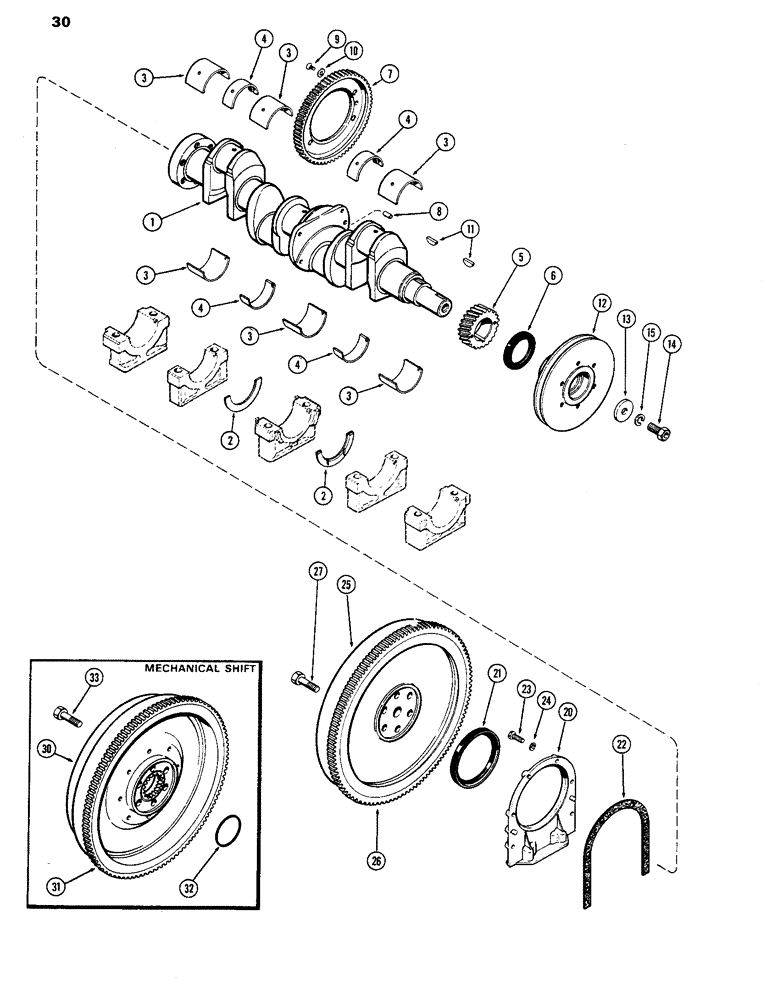 Схема запчастей Case IH 770 - (030) - CRANKSHAFT AND FLYWHEEL, 267B DIESEL ENGINE (02) - ENGINE