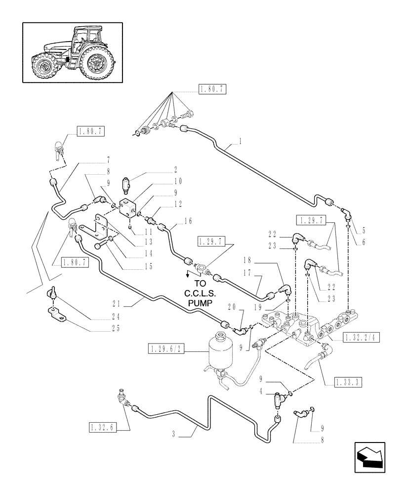 Схема запчастей Case IH MXM130 - (1.80.7/02) - (VAR.281) FULL POWER-SHIFT TRANS. 18X6 (40 KPH-4WD) AND 17X6 (30 KPH) - PTO, CLUTCH (07) - HYDRAULIC SYSTEM