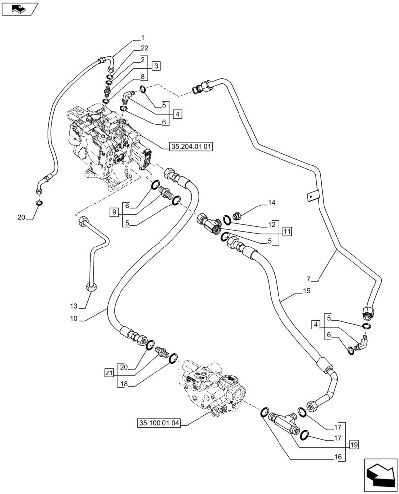 Схема запчастей Case IH PUMA 230 - (35.100.04[01]) - LIFTER LINES - REMOTE CONTROL VALVES MAIN SUPPLY AND LOAD SENSE LINE (VAR.720819) (35) - HYDRAULIC SYSTEMS