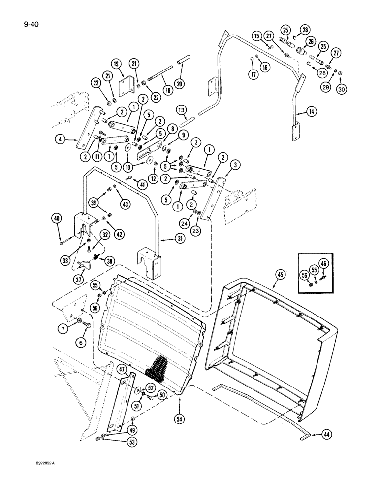 Схема запчастей Case IH 7120 - (9-040) - HOOD SUPPORTS, HINGE AND LATCH, AND LOWER GRILLE (09) - CHASSIS/ATTACHMENTS